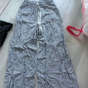 Max Studio Blue & White Striped Wide-Leg Pants